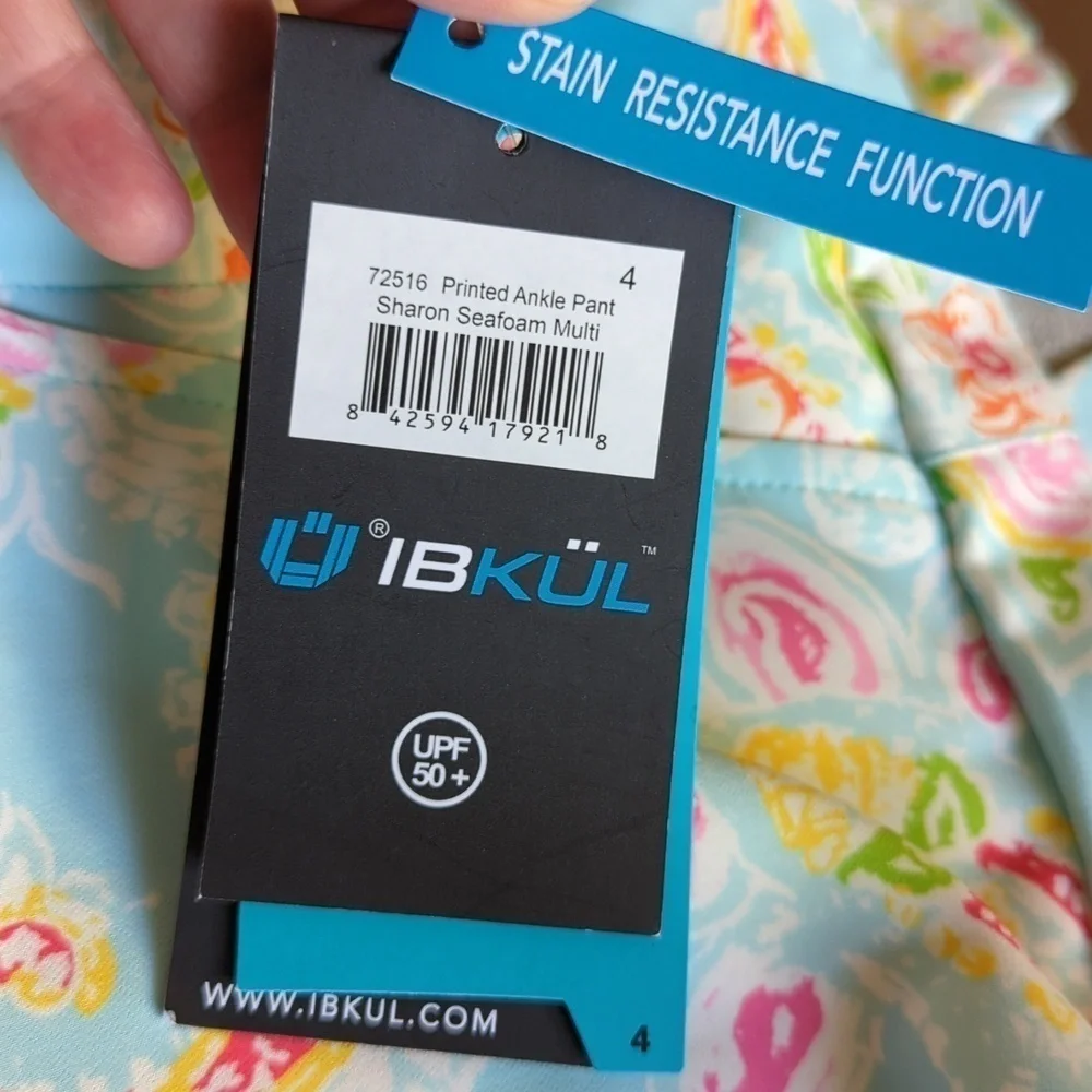 Ikbul UPF 50+ Sharon Seafoam Paisley Floral Golf Outdoors Ankle Pants NWT 4 - Picture 7 of 16